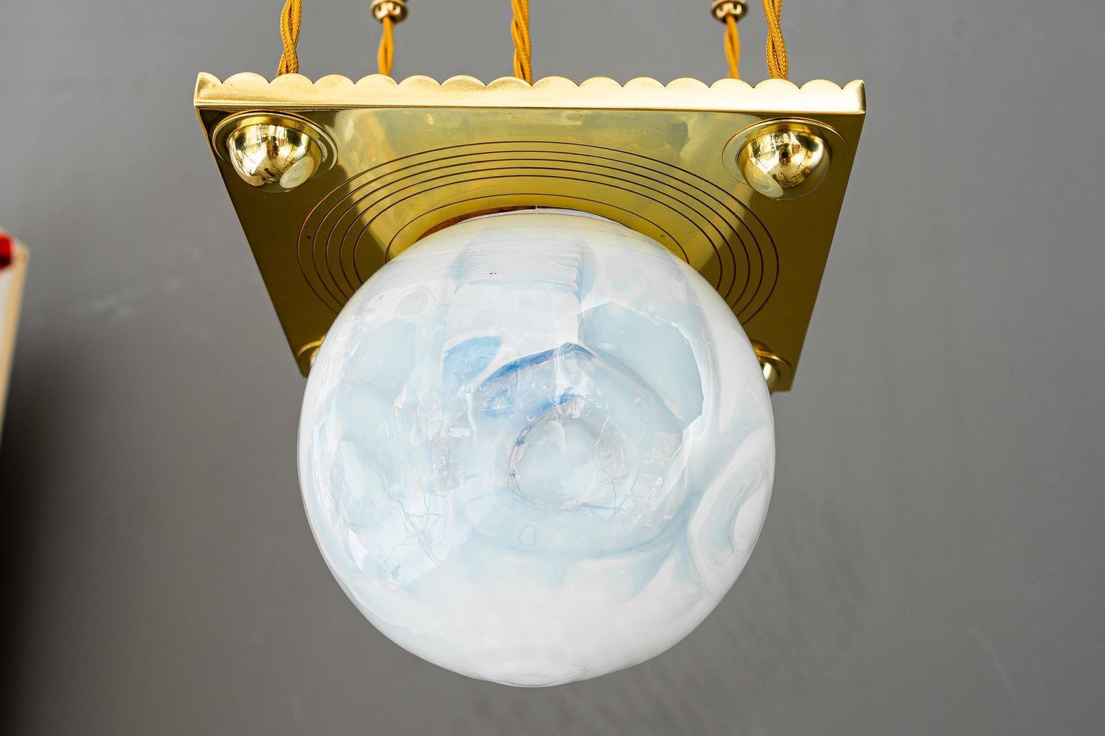 Art Deco Pendant With Opaline Glass Shade Vienna Around 1920s photo buy