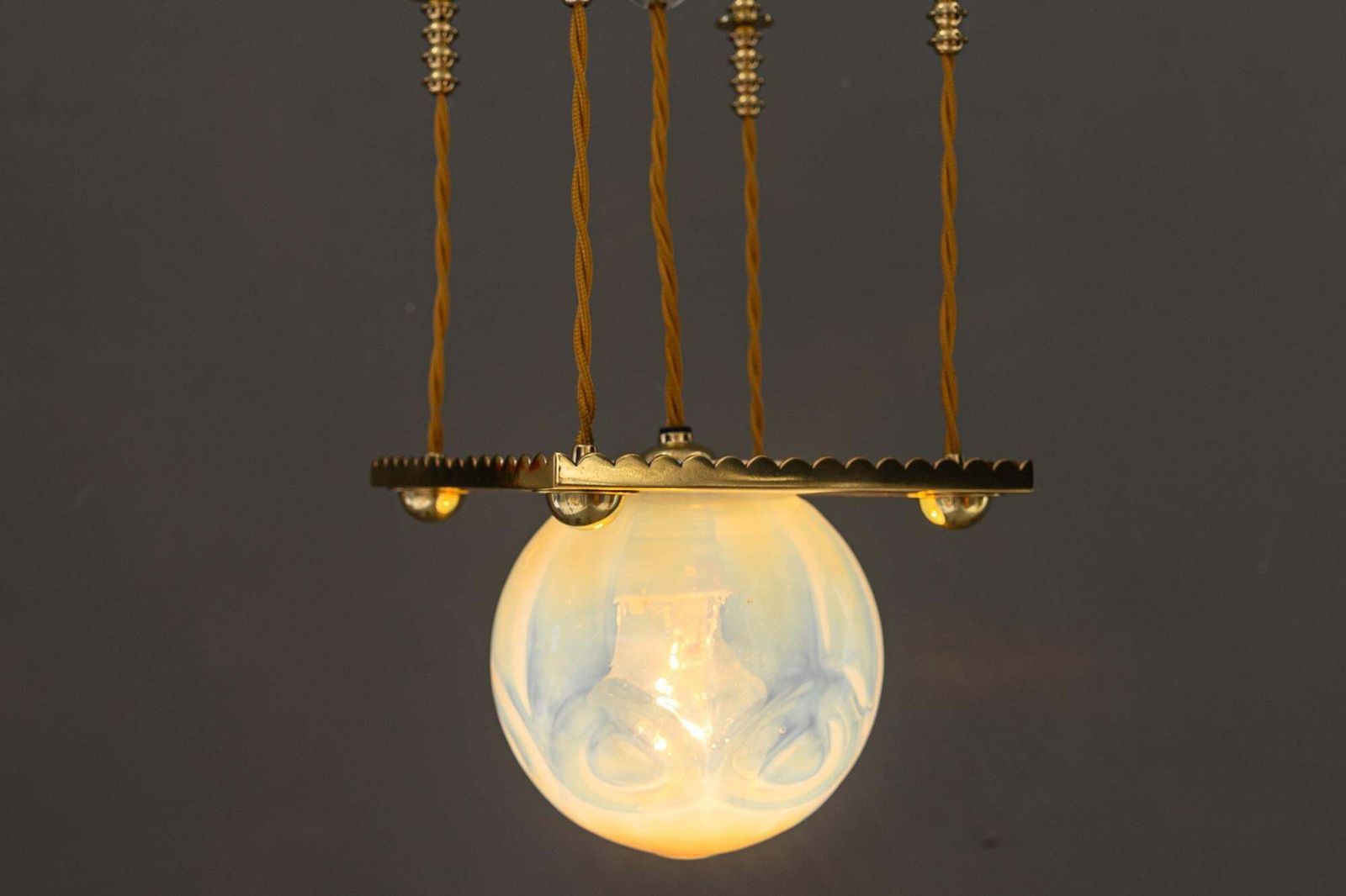 Lighting Art Deco Pendant With Opaline Glass Shade Vienna Around 1920s photo