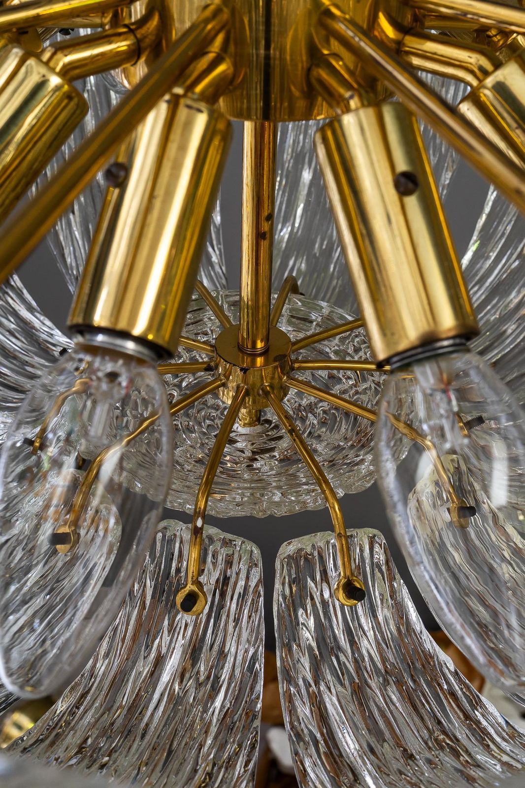 Textured Glass Chandelier By Kalmar, Vienna Around 1950s photo 1593.0