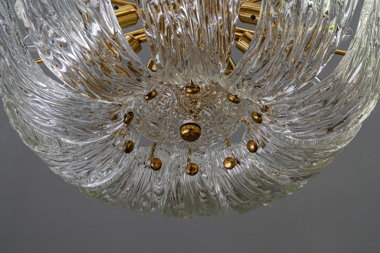 Textured Glass Chandelier By Kalmar, Vienna Around 1950s photo vintage