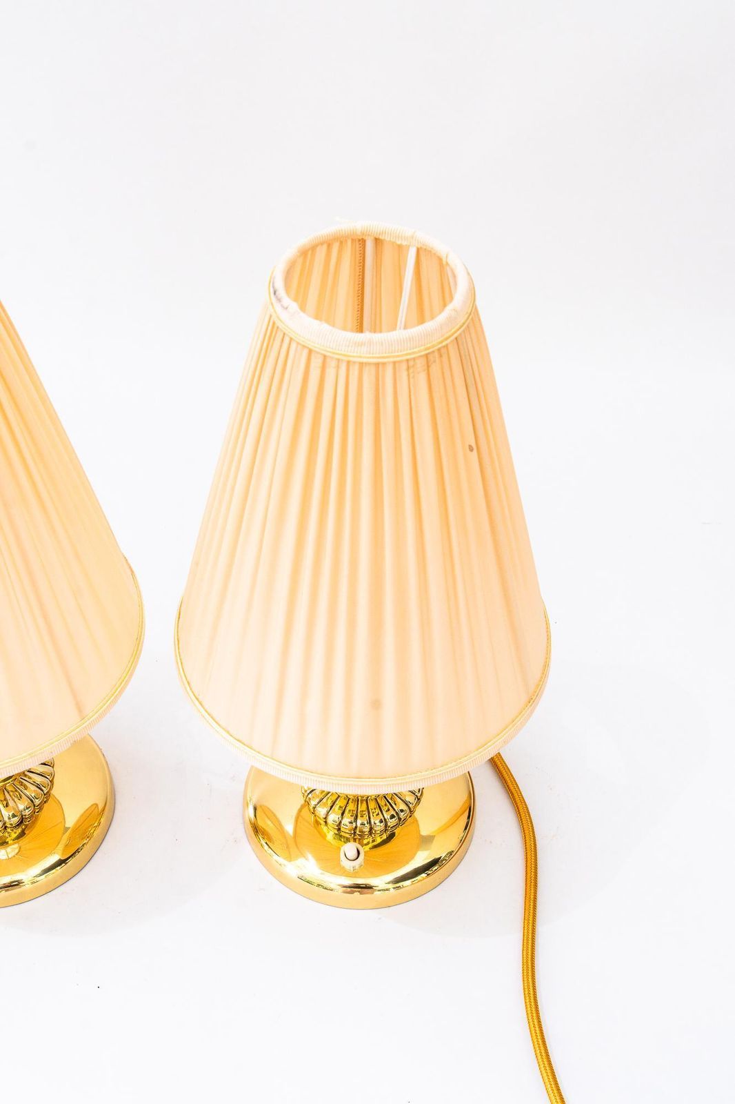 2 Rupert Nikoll Table Lamps With Fabric Shades Vienna Around 1950s photo for sale