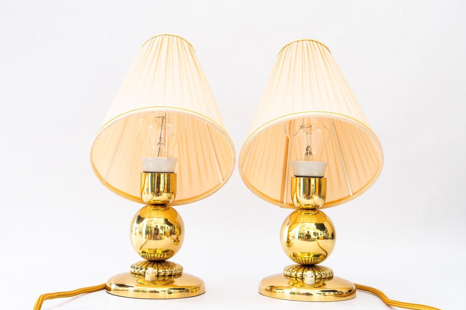 2 Rupert Nikoll Table Lamps With Fabric Shades Vienna Around 1950s photo vinterior