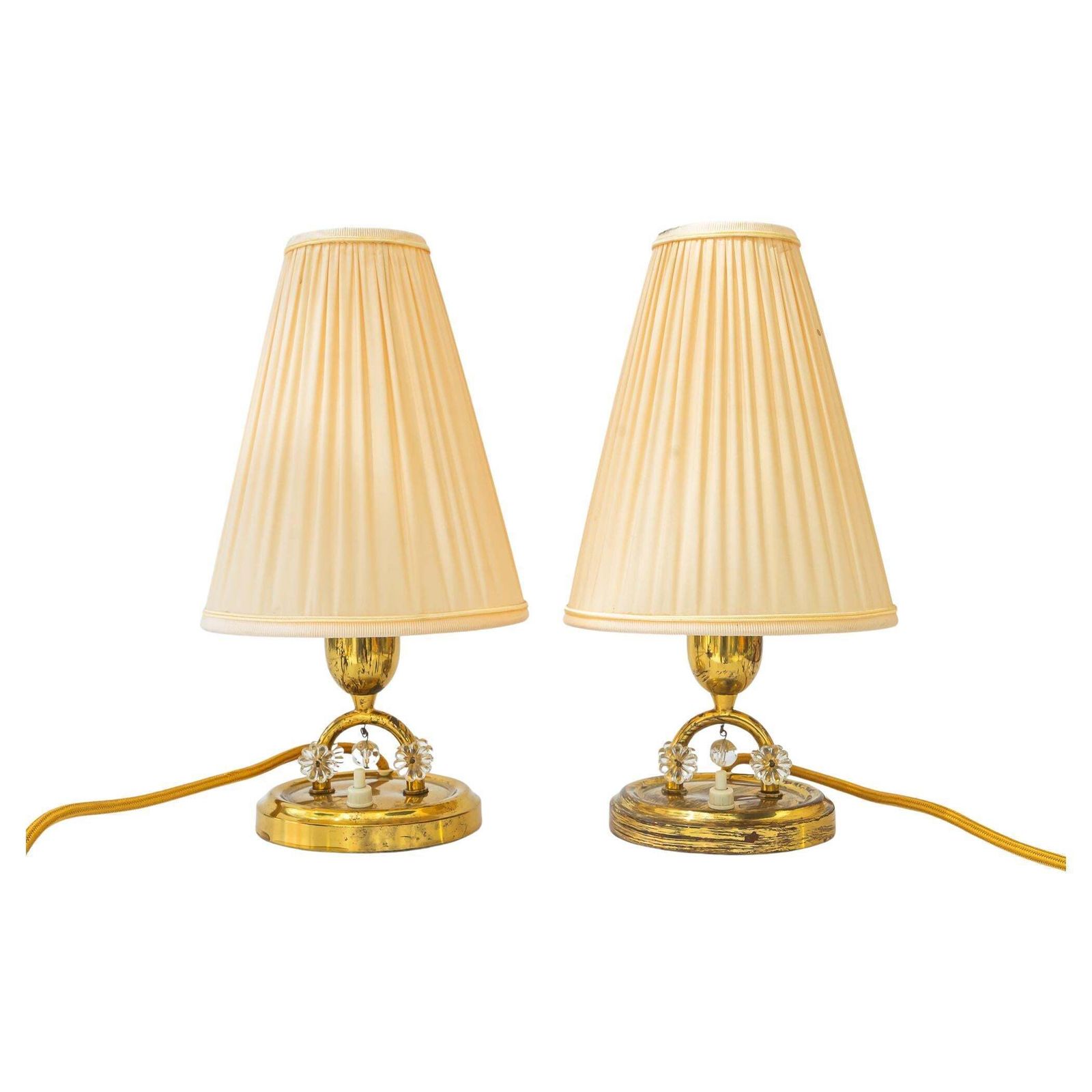 2x Rupert Nikoll Table Lamps With Fabric Shades Vienna Around 1960s