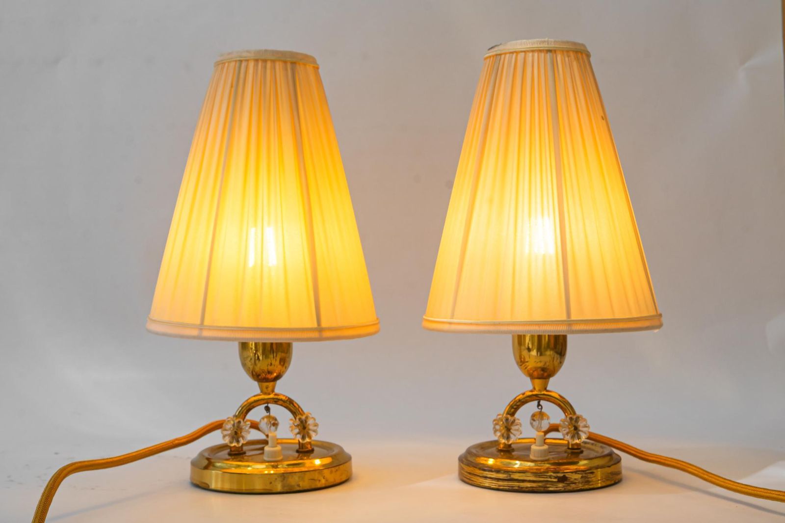 photo furniture 2x Rupert Nikoll Table Lamps With Fabric Shades Vienna Around 1960s