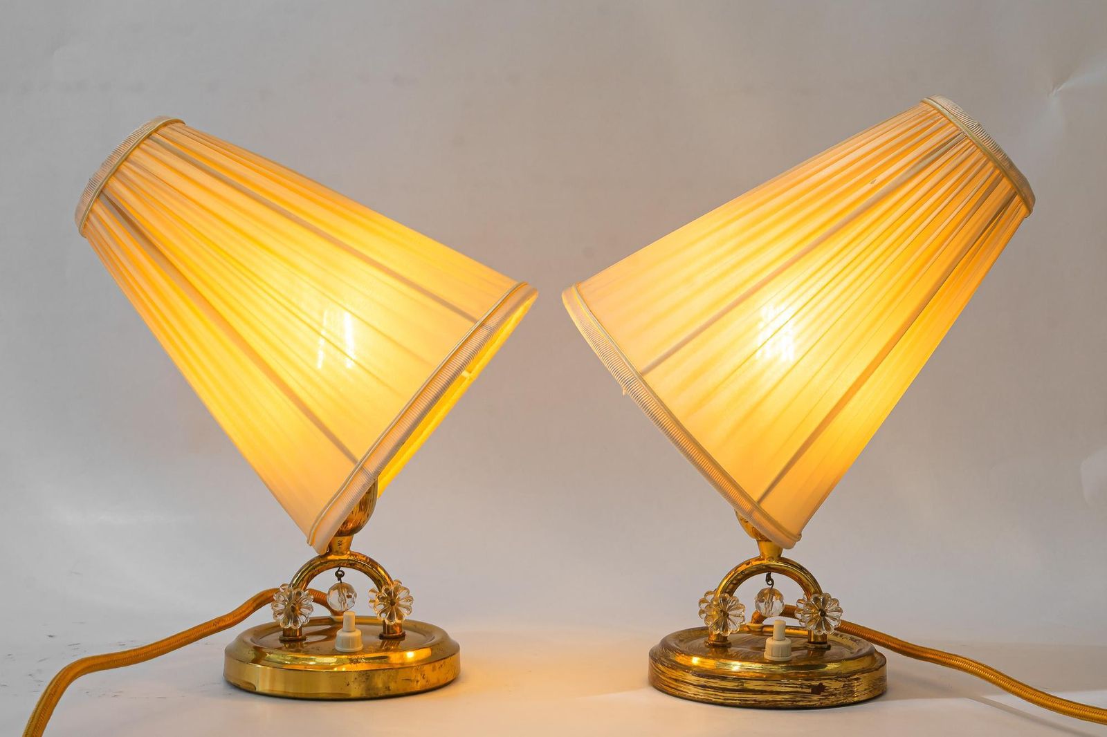 619.0 2x Rupert Nikoll Table Lamps With Fabric Shades Vienna Around 1960s photo