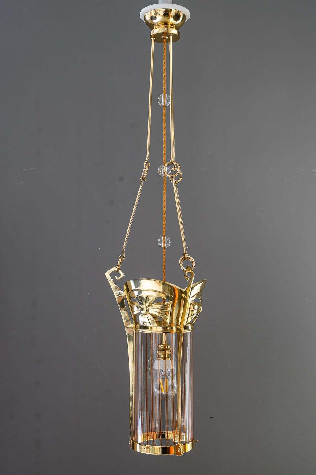 Jugendstil Pendant With Palme Koenig Opaline Glass Shade Vienna Around 1908 photo furniture