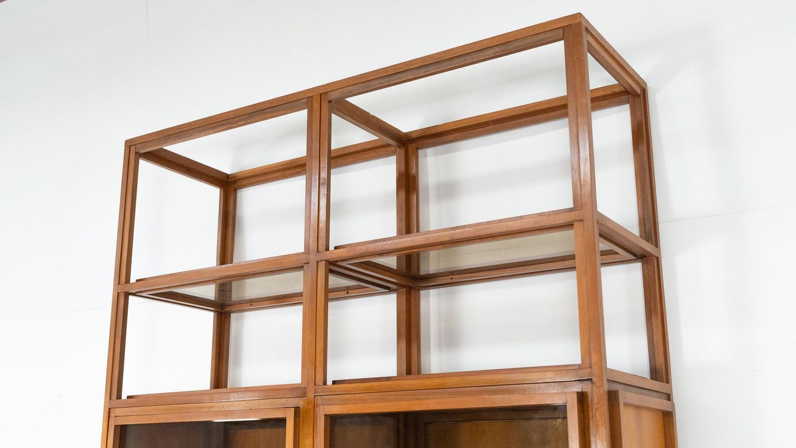 Mid Century Modern Shelves, Wood And Glass photo vinterior