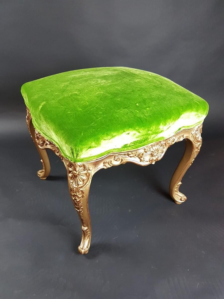 Pair Of Louis XV Style Stools In Gilded Wood, Early 20th photo vinterior