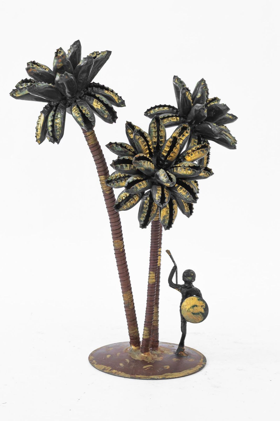 A Palm Scene Made Of Iron And Bottle Caps ( Handwork ) Vienna Around 1970s photo vintage
