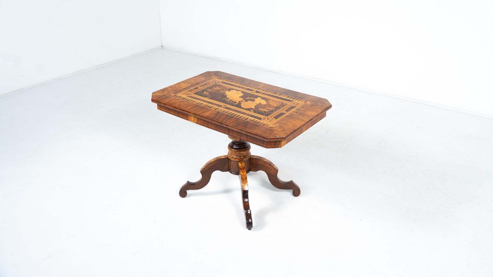 19th Century Tilt Top Table With Marquetry, Italy photo vintage
