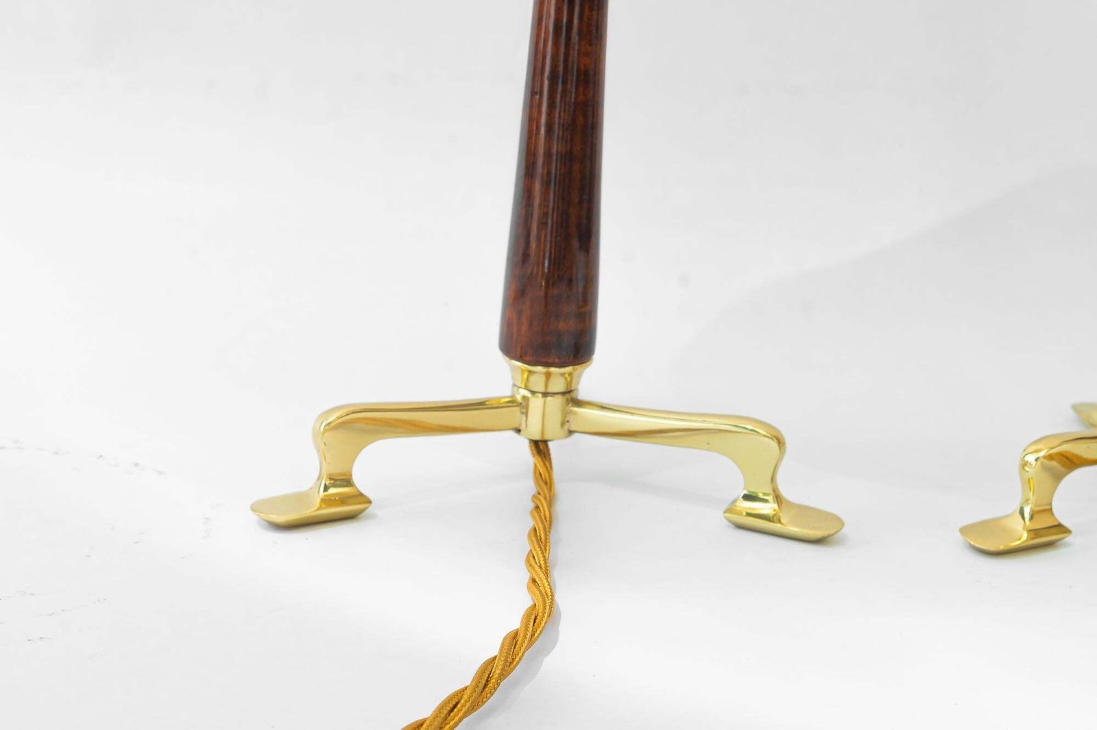 2 Rupert Nikoll Table Lamps With Wood And Fabric Shade Vienna Around 1950s photo Lighting