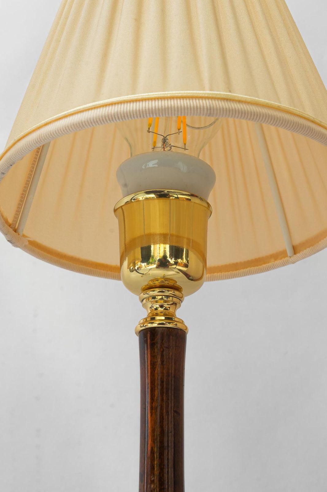 2 Rupert Nikoll Table Lamps With Wood And Fabric Shade Vienna Around 1950s photo vintage