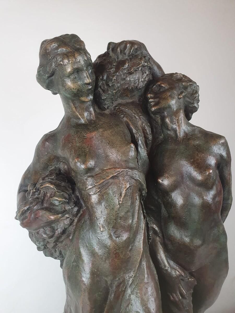 Jos De Decker, Bronze With Green Patina "Allegory Of Spring" photo vintage