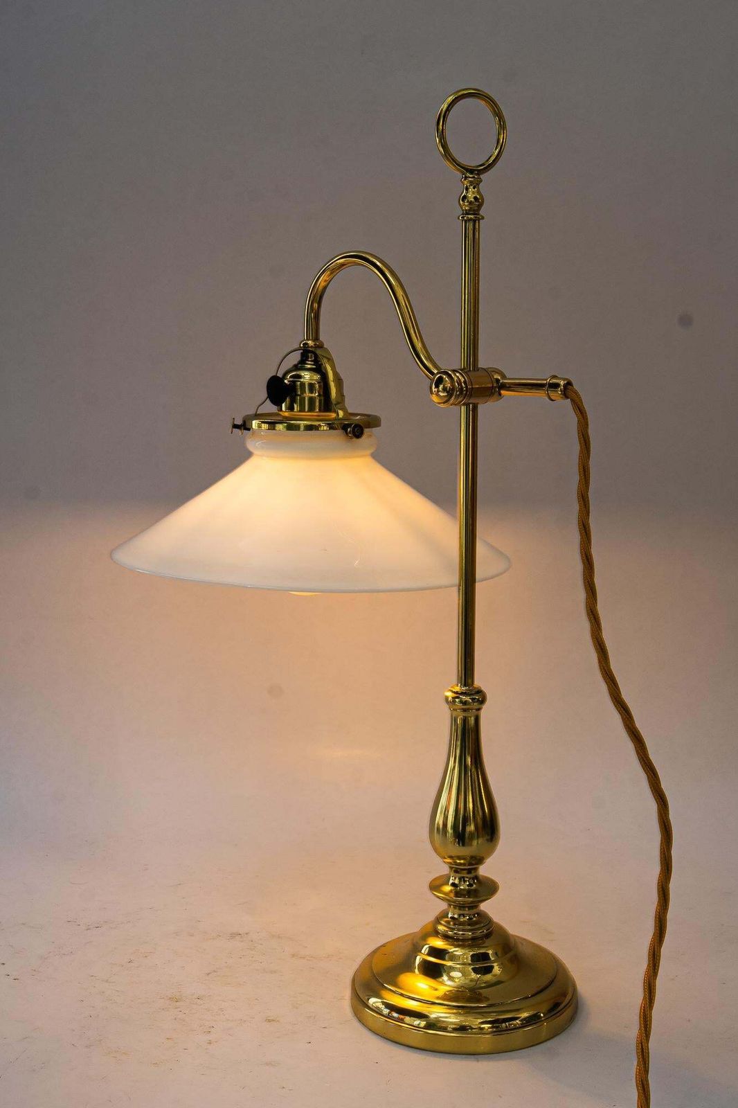 Lighting Art Deco Table Lamp With Original Opal Glass Shade Vienna Around 1920s photo