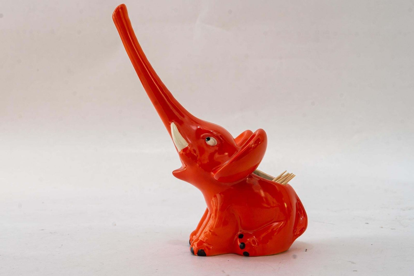 Goebel Porcelain Toothstick Holder Elephant Ca. 1970s photo vinterior