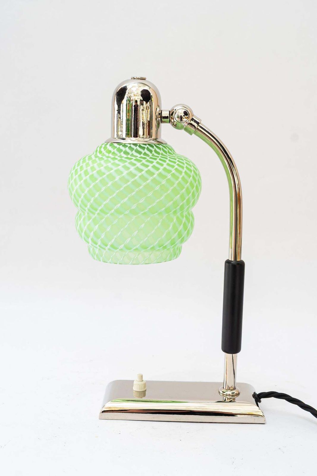 Art Deco Nickel   Plated Table Lamp With Orig. Antique Glass Shade Vienna 1920s photo furniture