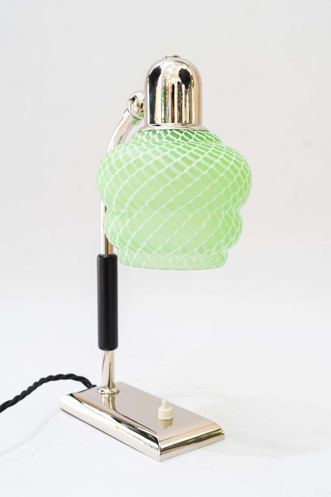 photo furniture Art Deco Nickel   Plated Table Lamp With Orig. Antique Glass Shade Vienna 1920s