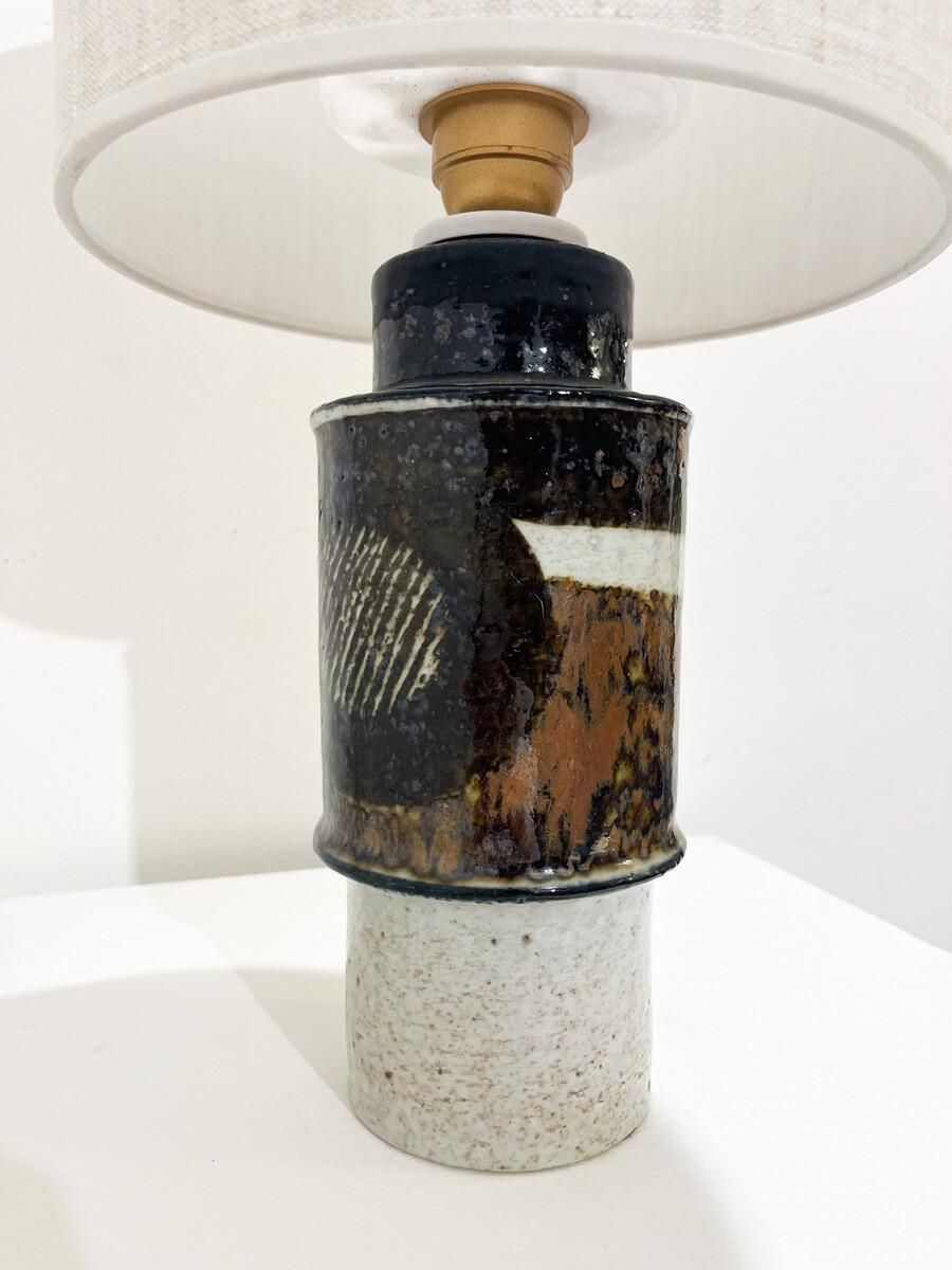 Mid Century Desk Lamp, Painted And Glazed Stoneware By Inger Persson, 1960s photo Lighting