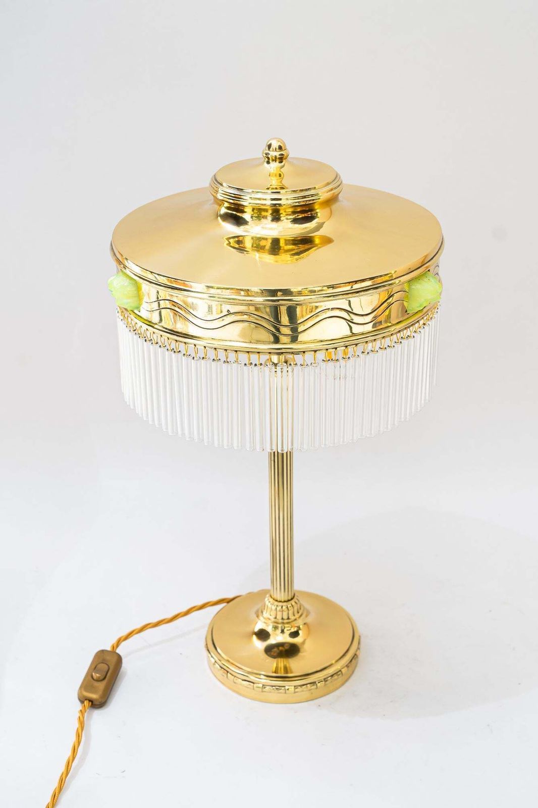 Art Deco Table Lamp With Orig. Opaline Glass Stones Vienna Around 1920s photo for sale