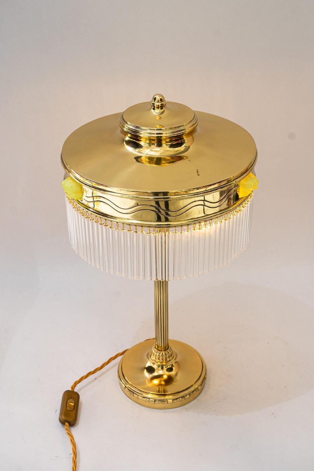 841.0 Art Deco Table Lamp With Orig. Opaline Glass Stones Vienna Around 1920s photo