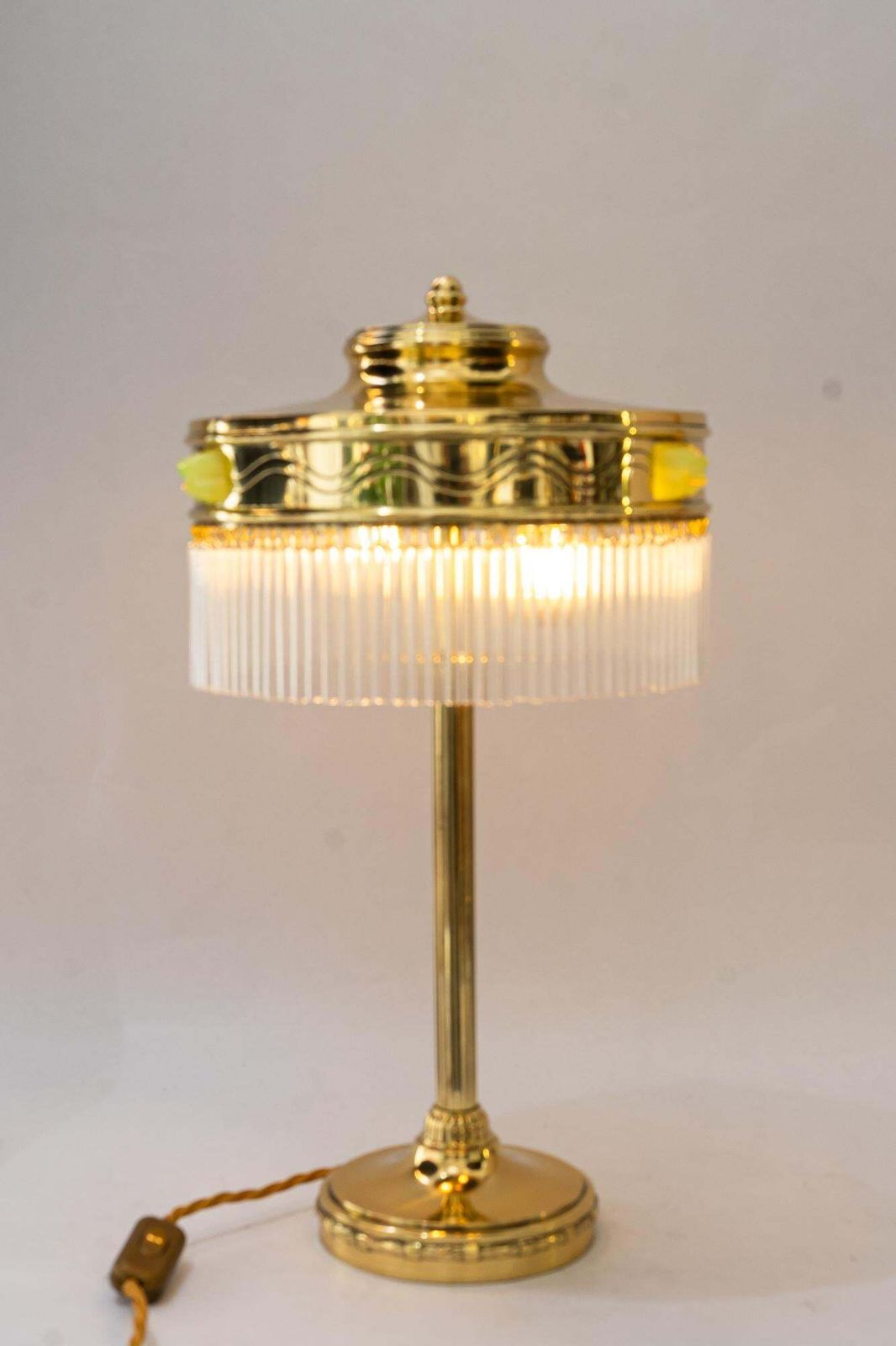 photo buy Art Deco Table Lamp With Orig. Opaline Glass Stones Vienna Around 1920s