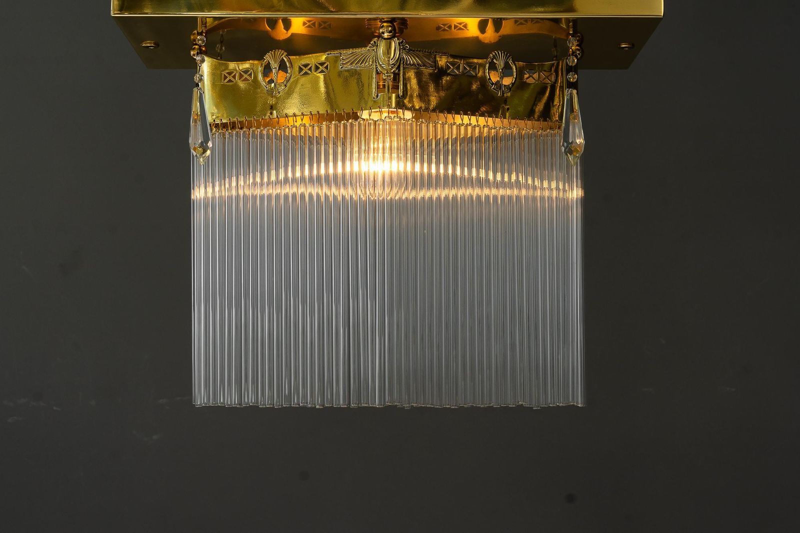 Lighting Art Deco Flush Mount With Glass Sticks And 4 Glass Prism Vienna Around 1920s photo