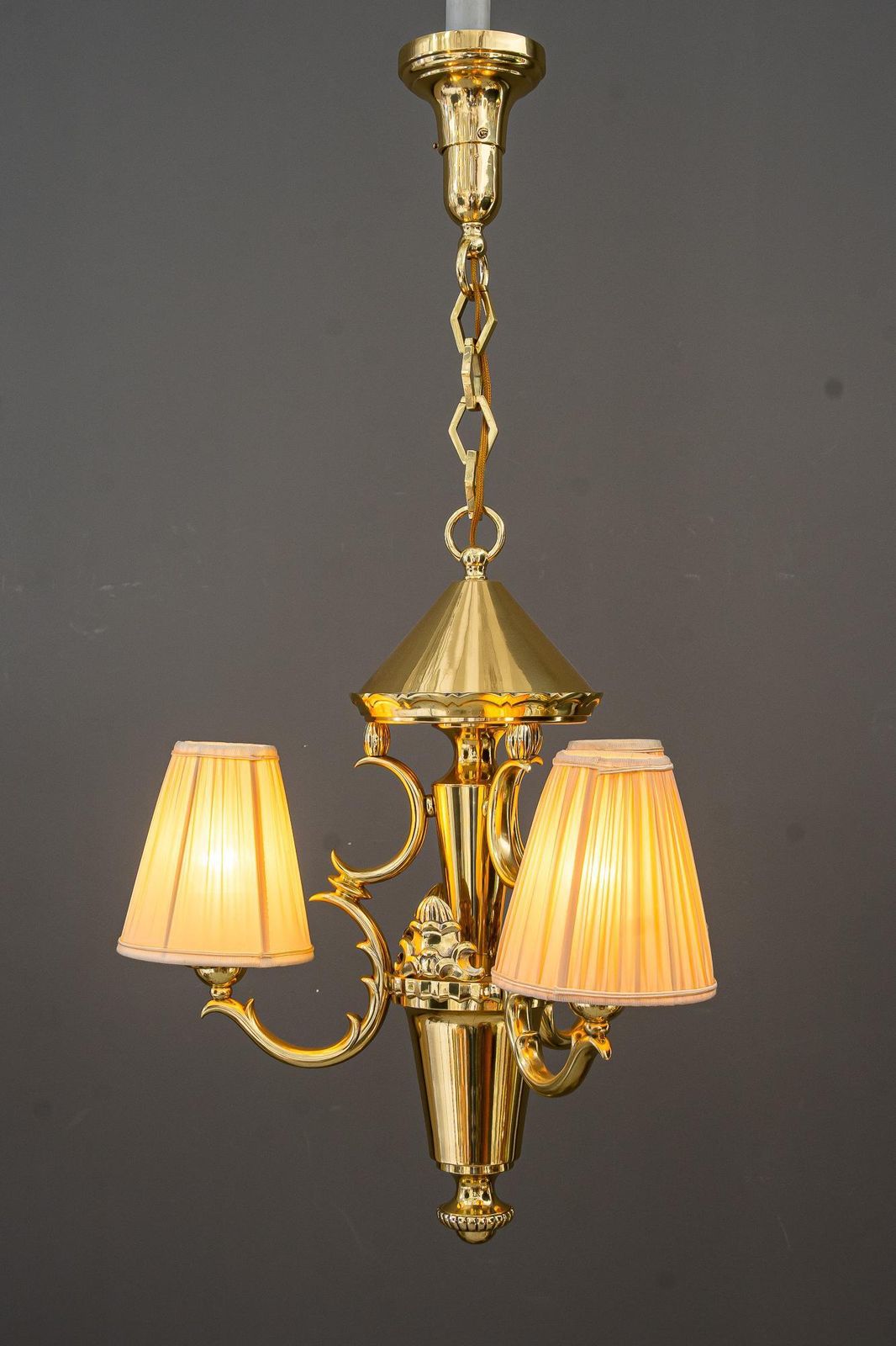 1416.0 Art Deco Chandelier With Fabric Shades Vienna Around 1920s photo