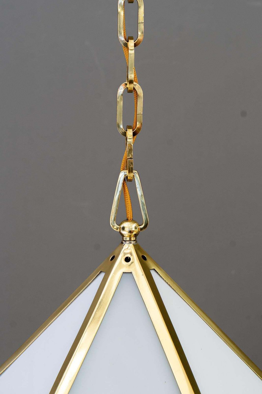 Big Art Deco Lantern With Original Antique Opal Glass Shades Vienna Around 1920 photo Lighting