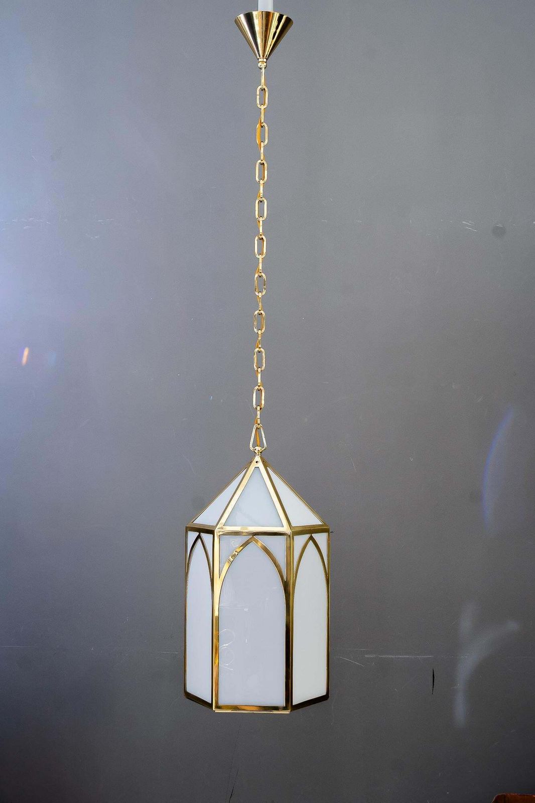 Big Art Deco Lantern With Original Antique Opal Glass Shades Vienna Around 1920 photo vinterior