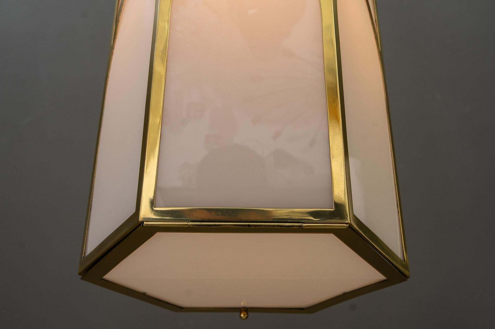 photo for sale Big Art Deco Lantern With Original Antique Opal Glass Shades Vienna Around 1920