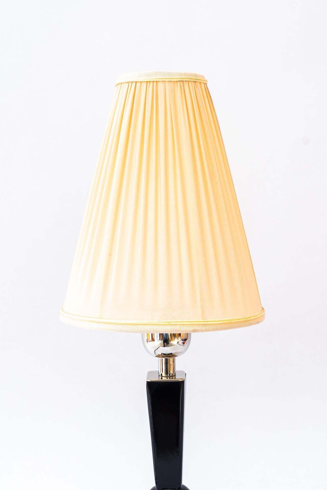 Art Deco Wood Table Lamp With Fabric Shade Vienna Around 1920s photo Lighting