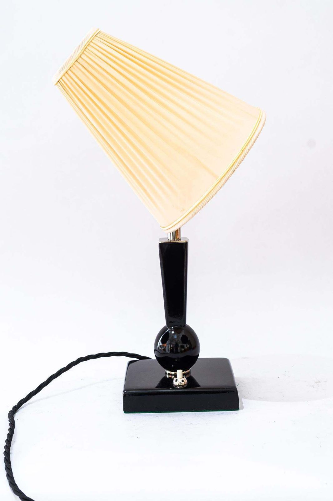 Art Deco Wood Table Lamp With Fabric Shade Vienna Around 1920s photo buy