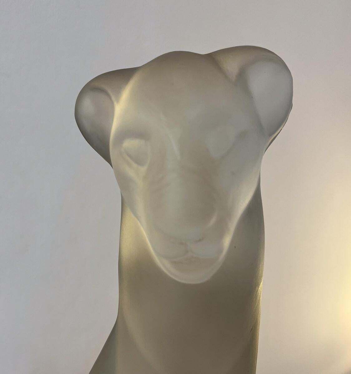 Frosted Glass Sculpture "Lion", Lucienne Bloch, By Glasfabriek, 1929 photo vinterior