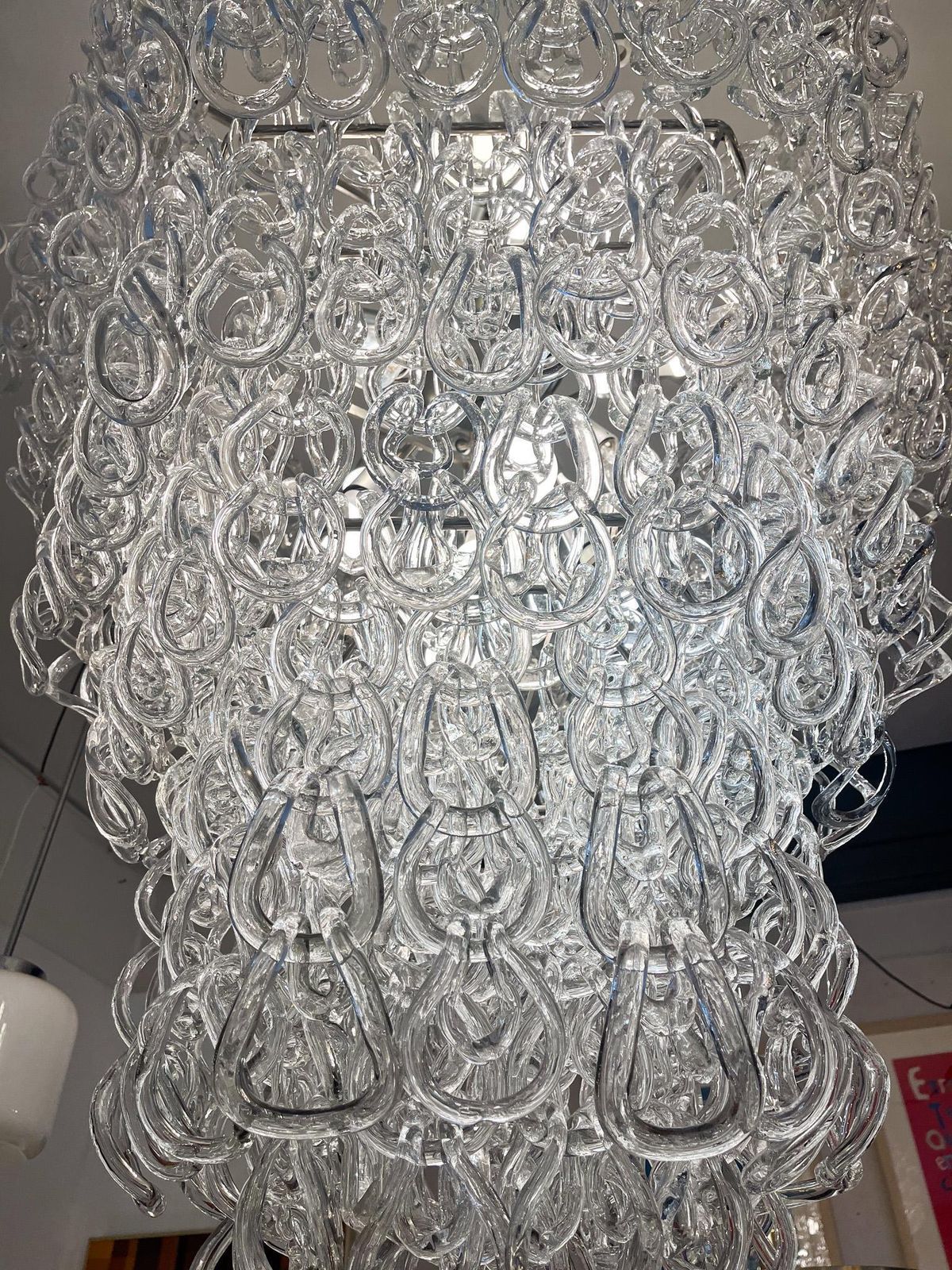 Mid Century Modern Chandelier By Angelo Mangiarotti For Vistosi, 1970s photo for sale