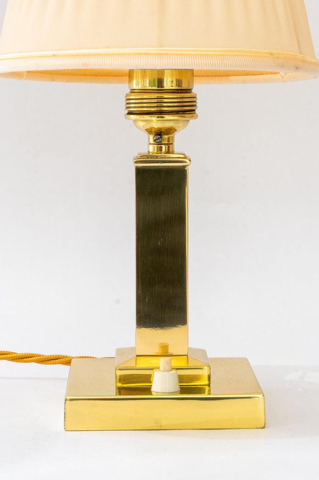 Art Deco Brass Table Lamp With Fabric Shade Vienna Around 1920s photo for sale