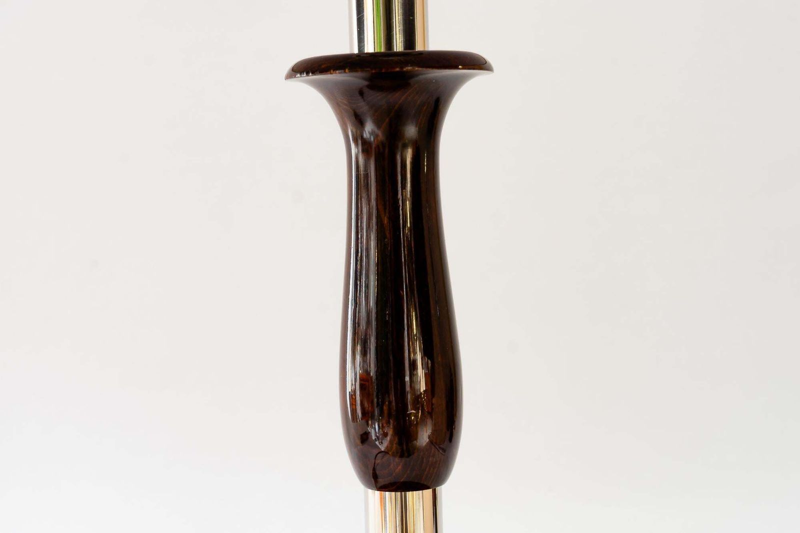 Art Deco Nickel Wood Table Lamp With Fabric Shade Vienna Around 1920s photo Lighting