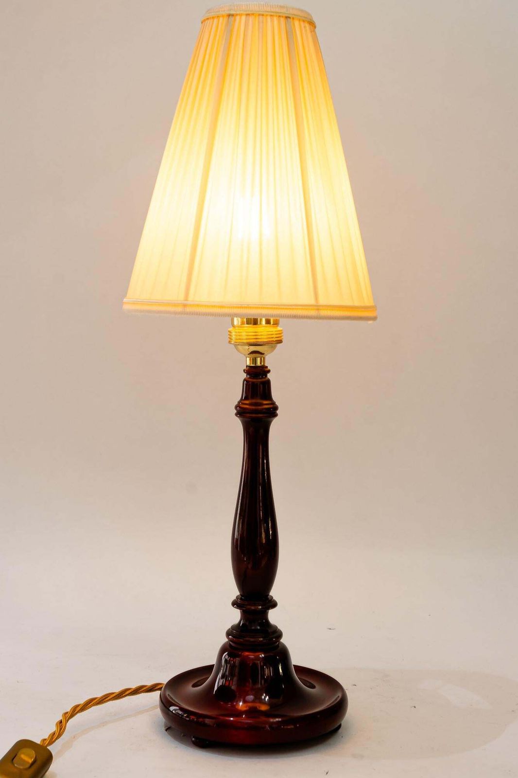 Art Deco Wood Table Lamp With Fabric Shade Vienna Around 1920s photo buy