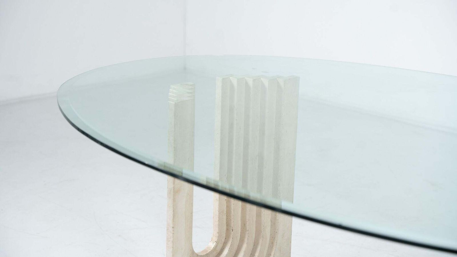 Mid Century Modern Travertine Dining Table In The Style Of Carlo Scarpa, 1970s photo 4460.0