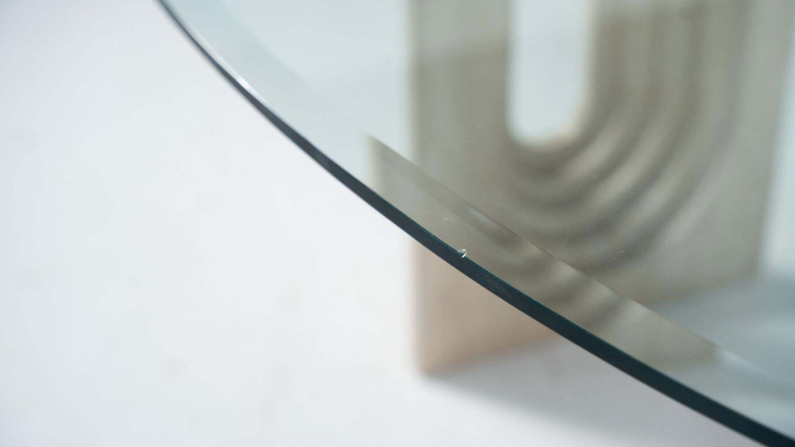 photo for sale Mid Century Modern Travertine Dining Table In The Style Of Carlo Scarpa, 1970s