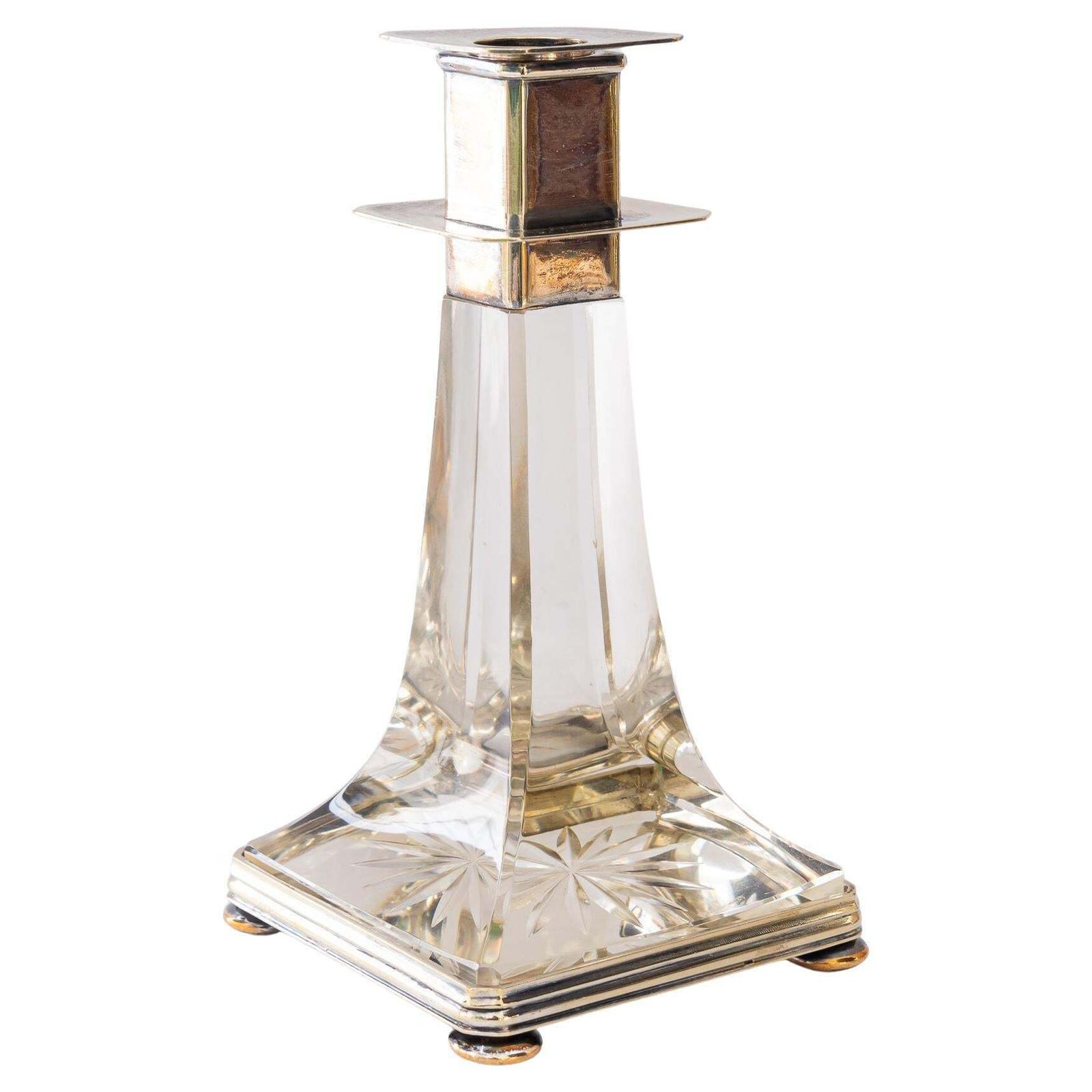 Art Deco Silvered Glass Candle Holder Vienna Around 1920s