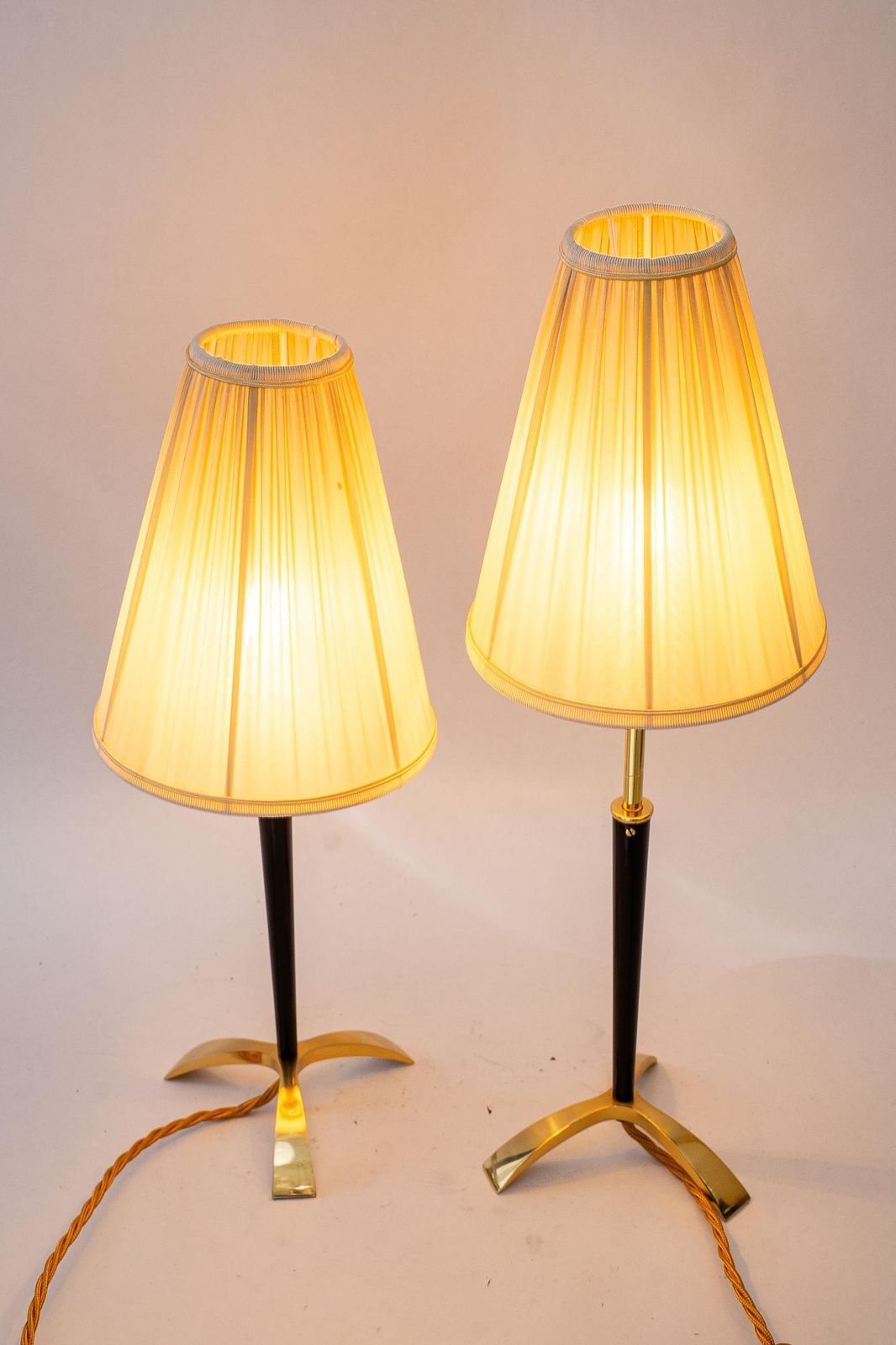 2 Hight Adjustable J.T.Kalmar Table Lamps With Fabric Shades Vienna Around 1950s photo buy