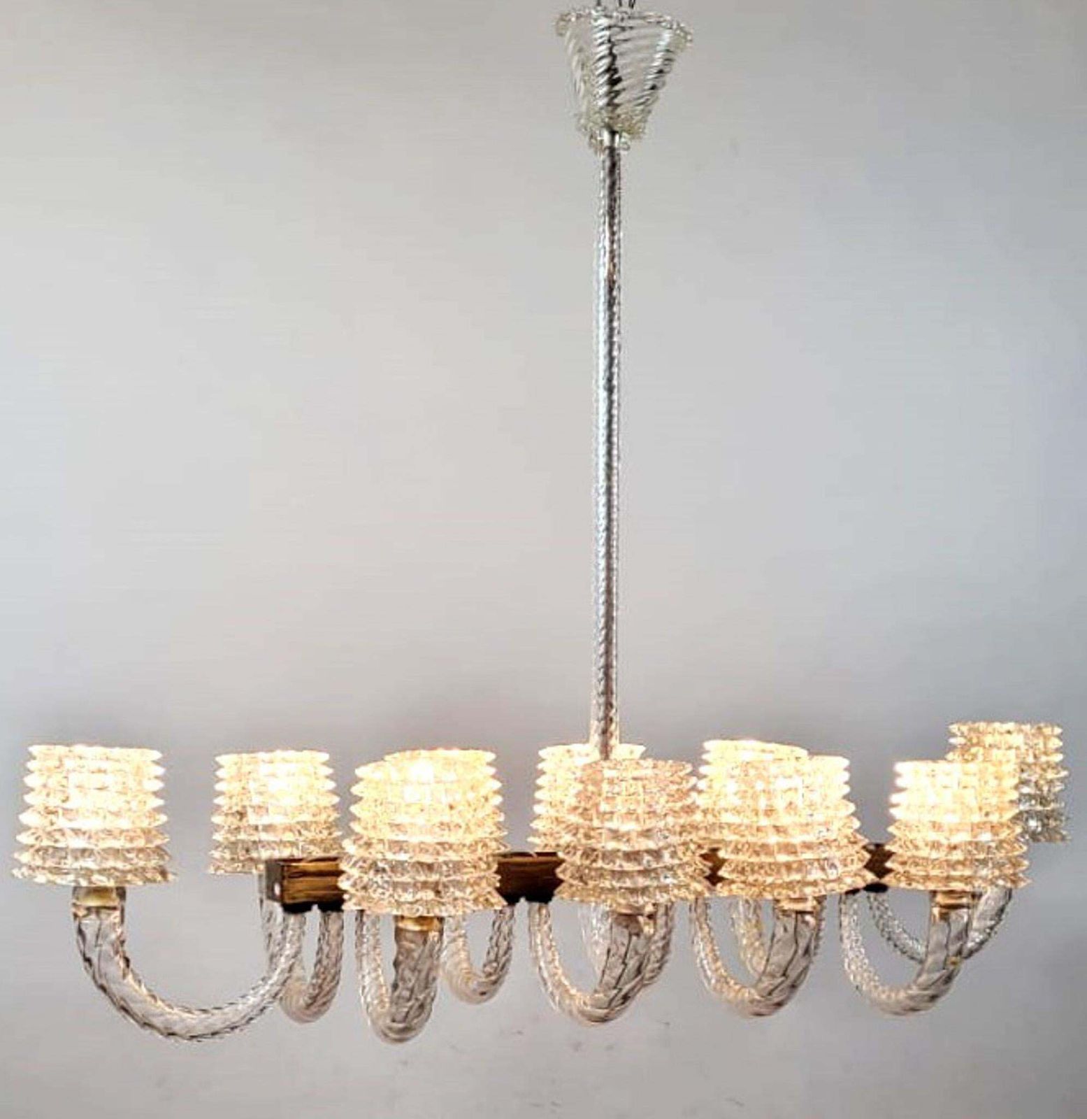 Rostrato Glass Chandelier By Ercole Barovier, Italy, 1940s photo vinterior