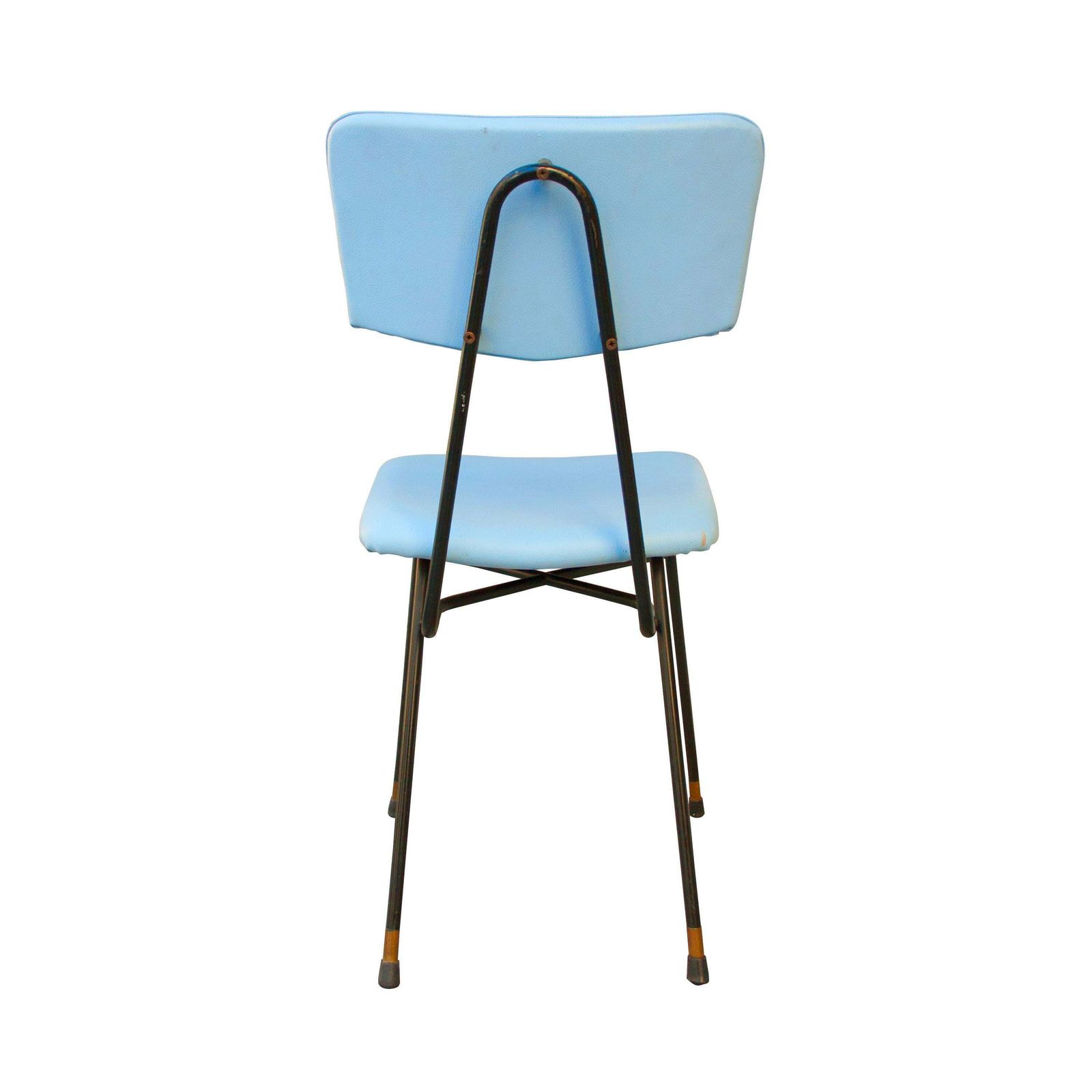 Luigi Scremin 10 Chairs Set Blue Leatherette And Melalic Structure, Italy, 1950 photo 5220.0