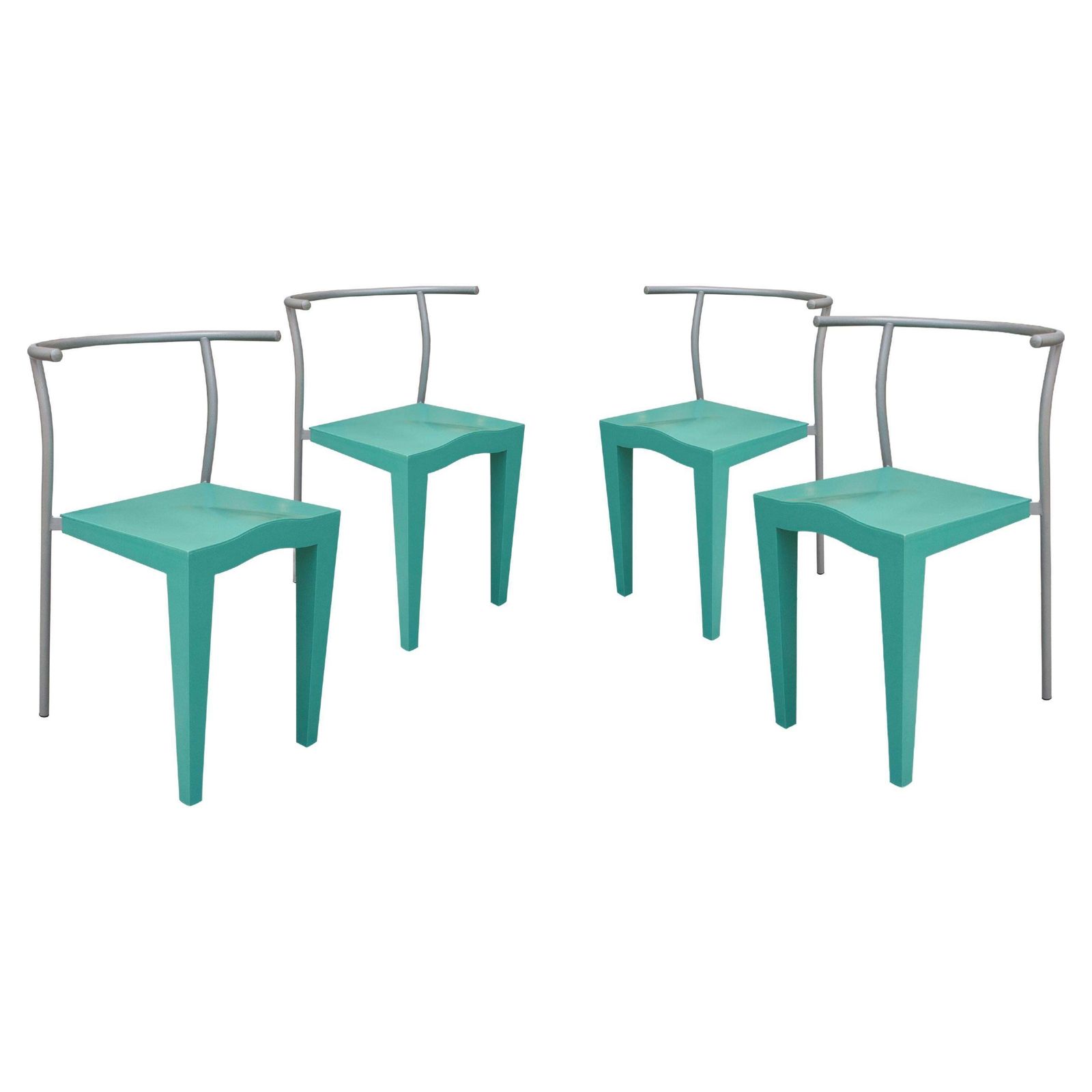 Phillippe Stark DR.Glob Turquoise Set Of Chairs, Italy, 1988