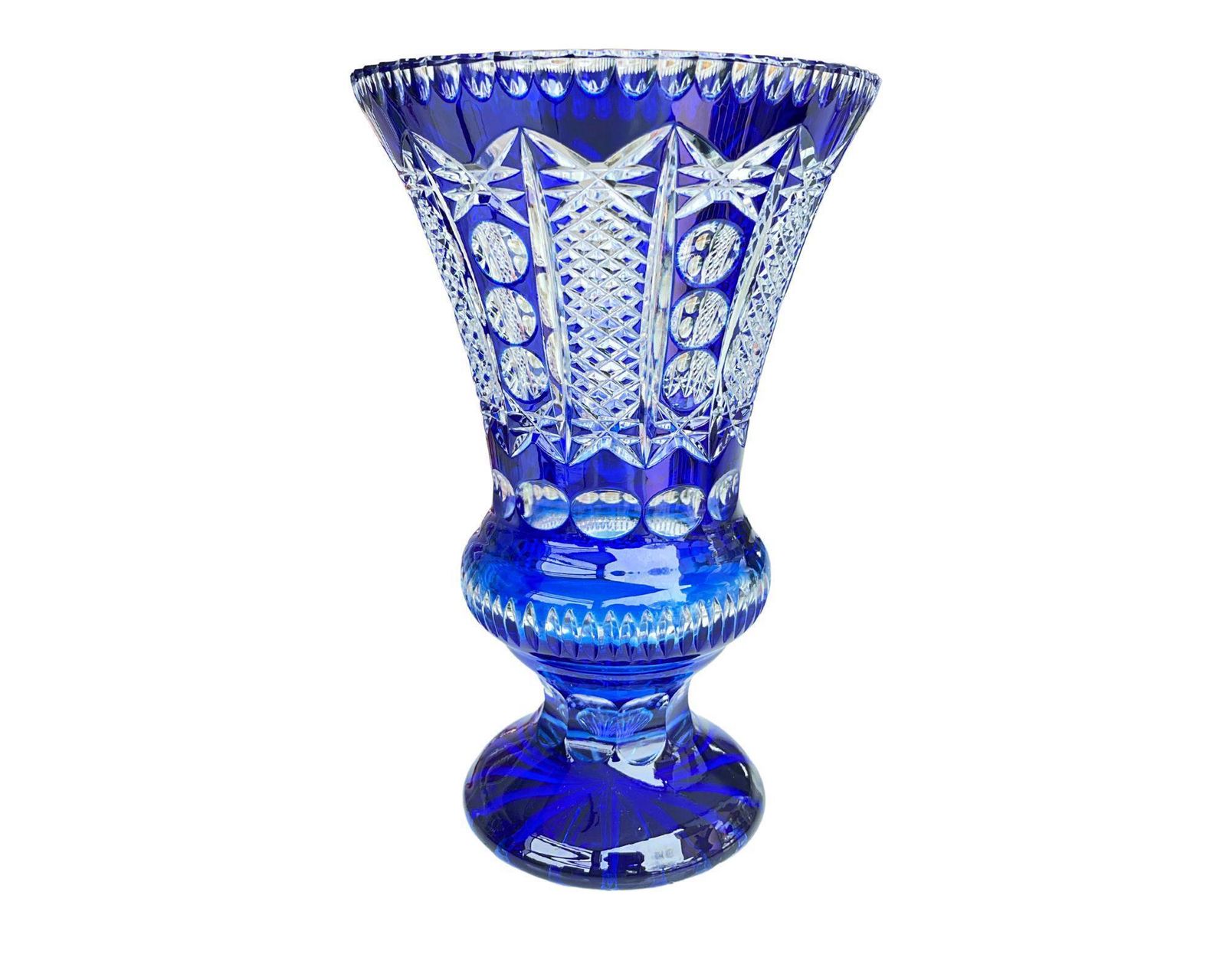 Crystal Vase Blue | Pedestal | 1pcs | Cutcrystal | Flairet photo Home Decor