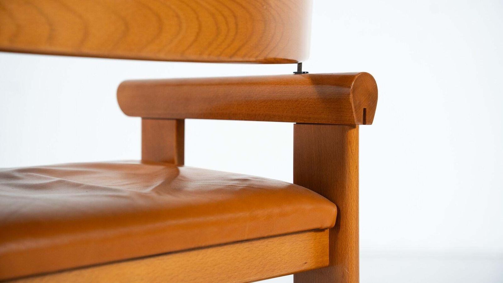 Set Of 4 Architectural Armchairs, Cognac Leather, Italy photo vinterior