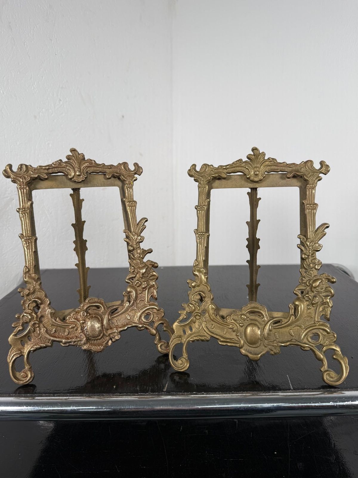 Art Nouveau Brass Pair Of Photo Frames   France photo furniture
