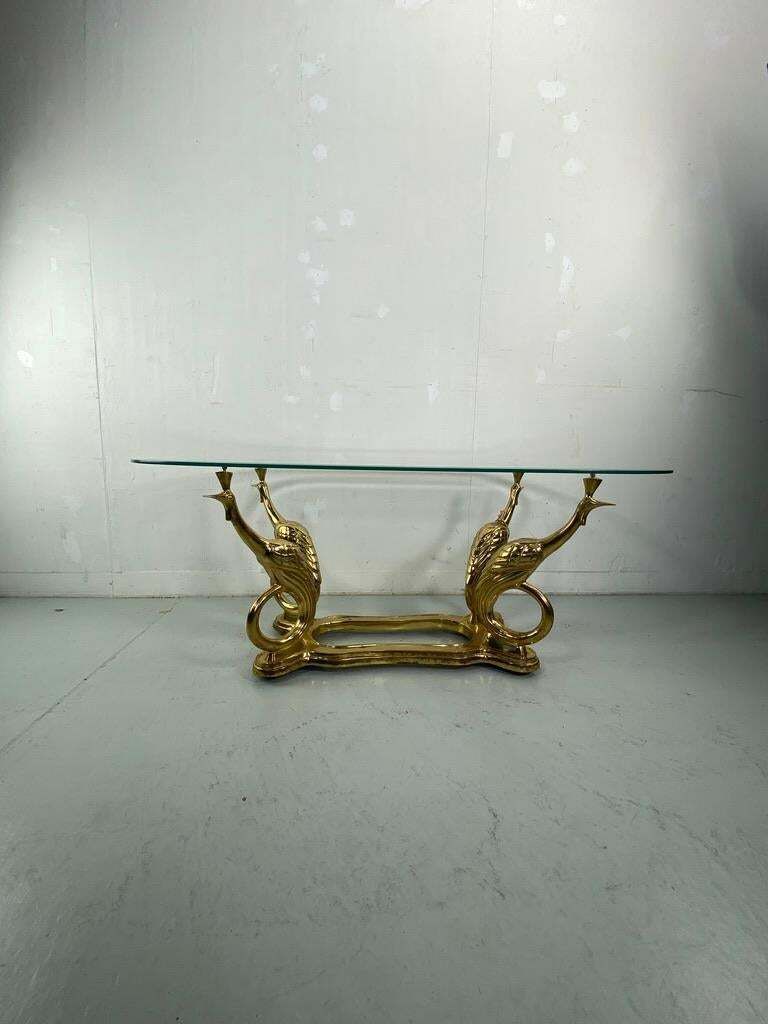 Elegant Peacock Brass Coffee Table Maison Charles Style  France photo buy