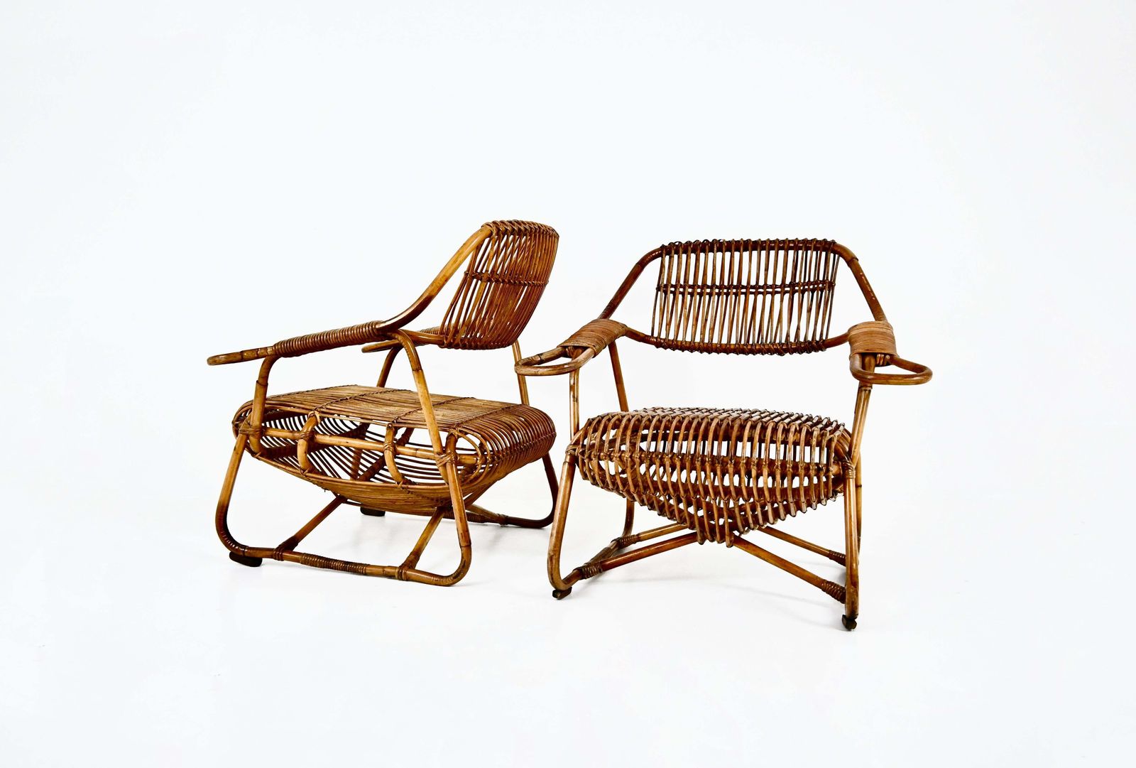 Italian Rattan Armchairs, 1960s, Set Of 2 photo furniture