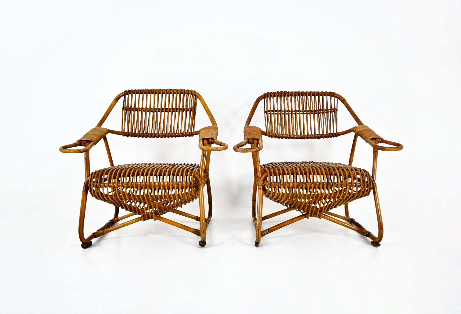 Italian Rattan Armchairs, 1960s, Set Of 2 photo Furniture